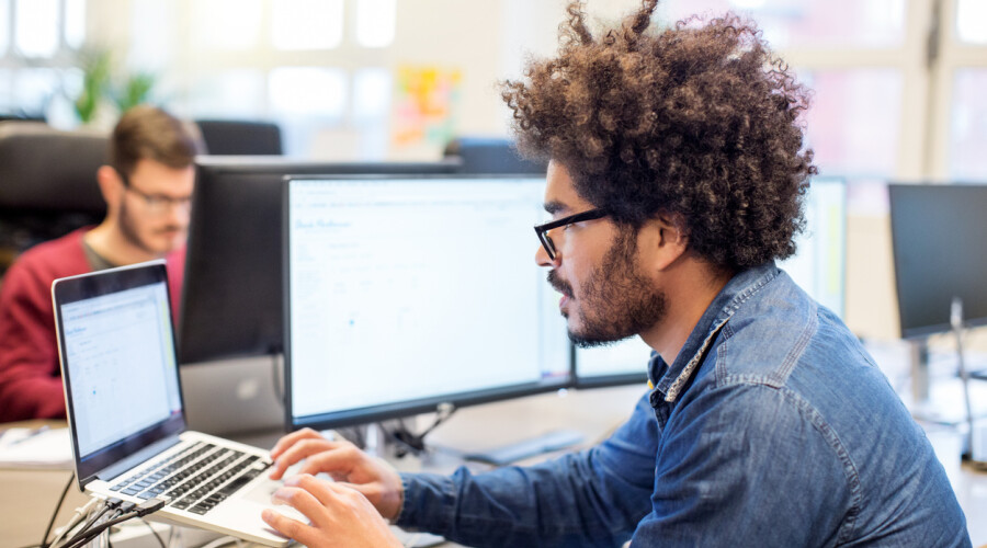 Afro Man on Laptop